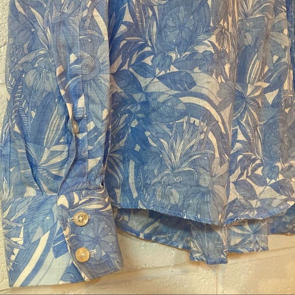 Bertigo Button Down Shirt Men’s US 3XL Tropical Blue and White Collared - Picture 6 of 14